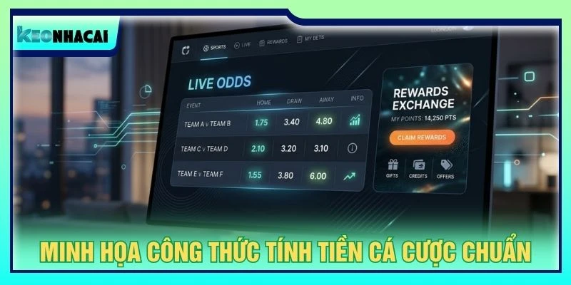 Minh họa công thức tính tiền cá cược chuẩn